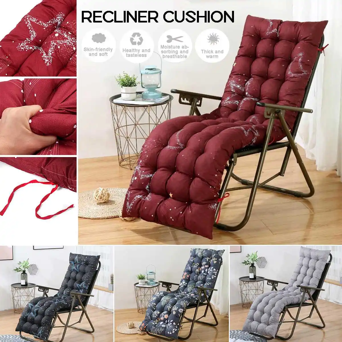 

53x180cm Cushion Soft Comfortable Office Chair Seat Cushions Reclining Chair Cushion Long Cushion Sofa Tatami Mat No Chair