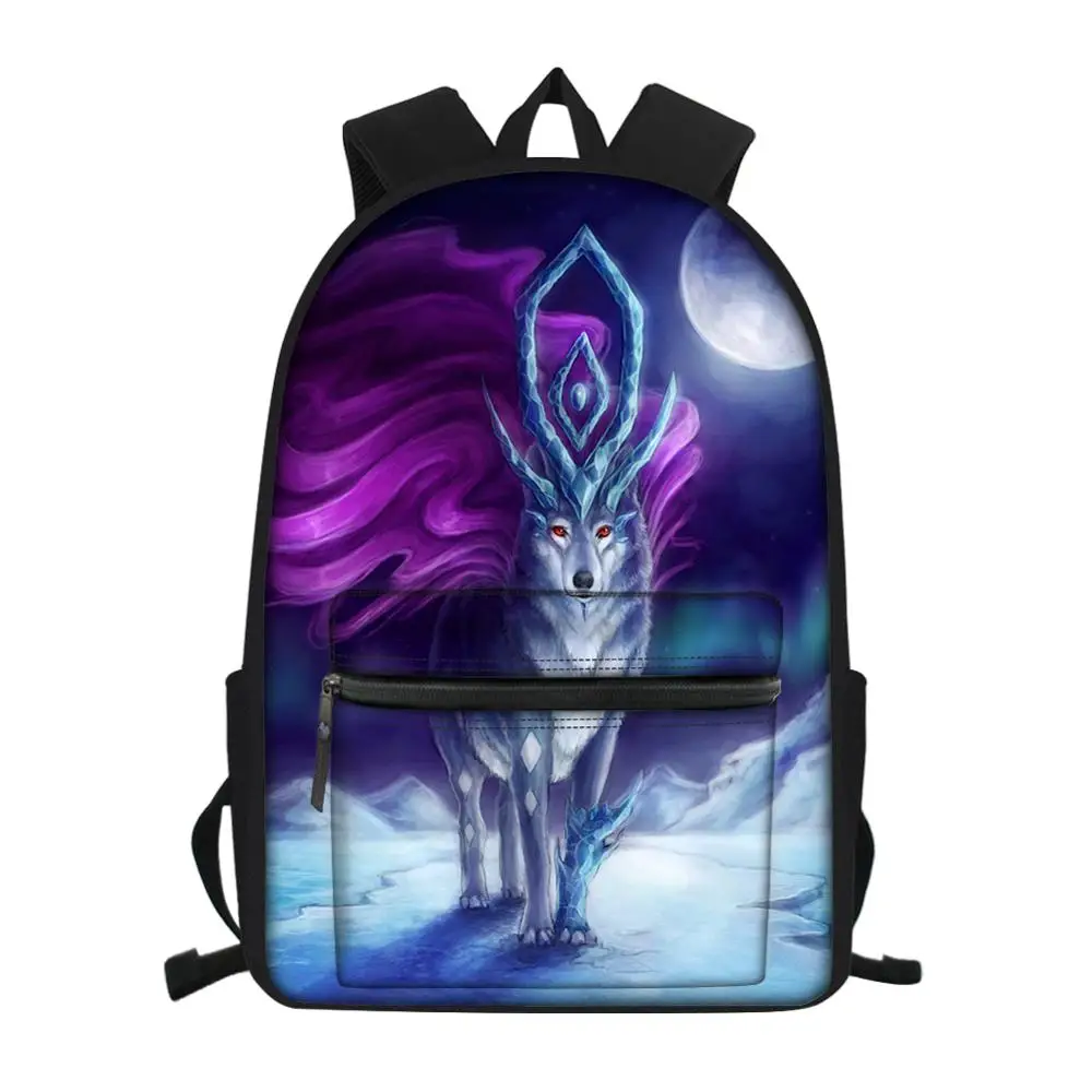 HaoYun модный детский школьный холщовый рюкзак с рисунком Фэнтези волка школьные
