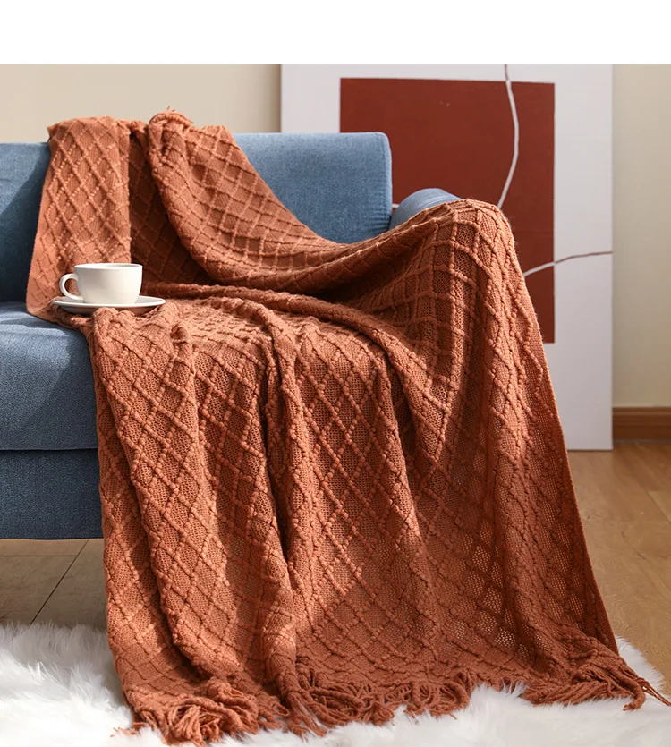 Одеяло из ниток однотонное окрашенное одеяло для дивана мягкая и теплая зимняя