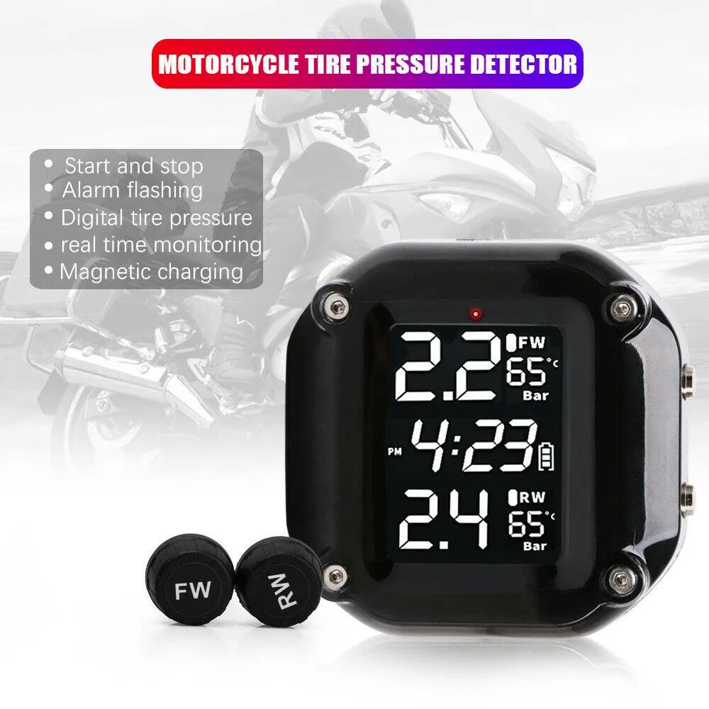 

Motorcycle TPMS Motor Tire Pressure Sensor Tyre Temperature Monitoring Digital Alarm System For Motorbike Electrocar Tricycle