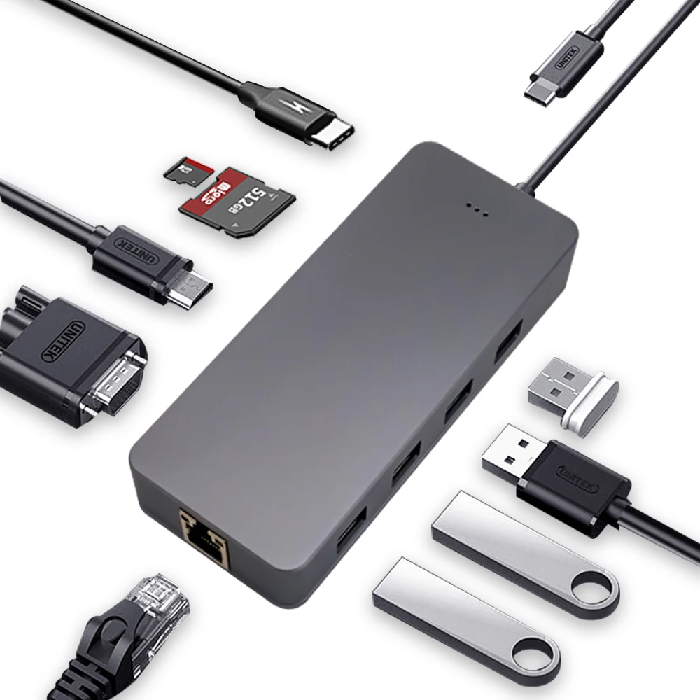 

Док-станция 11 в 1 с несколькими портами USB-C и корпусом NVME SSD