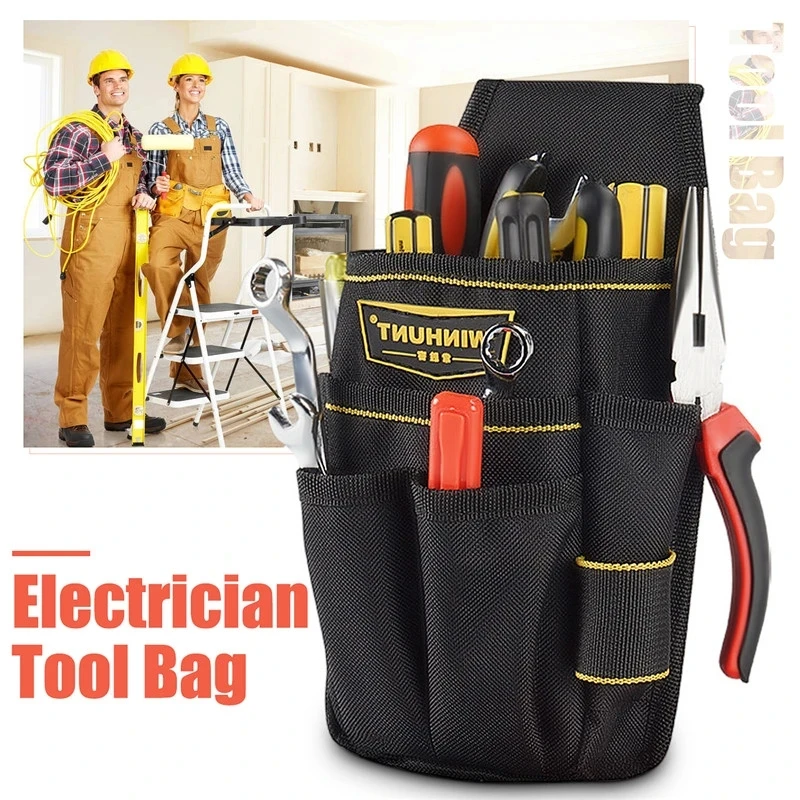 

Electrician Tool Pouch Waist Bag Multi-function Screwdriver Hammer Wrench Drill Storage Tool Bag With Adjustable Belt