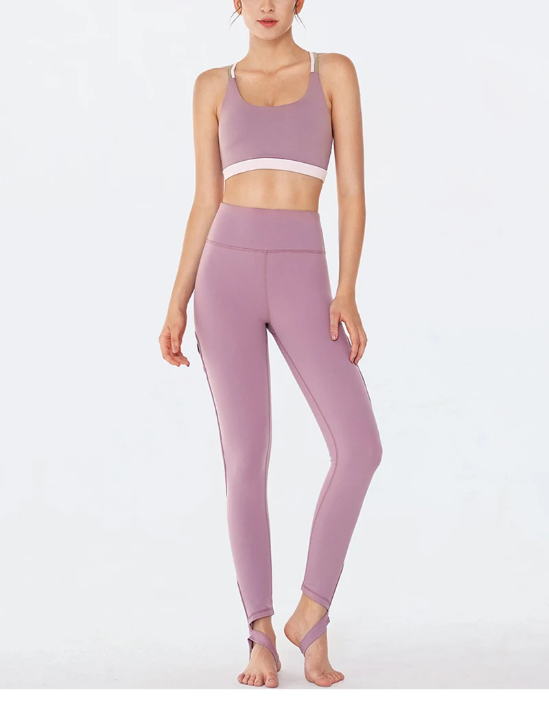 Комплект для йоги из 2 предметов женский спортивный комплект одежды леггинсы с