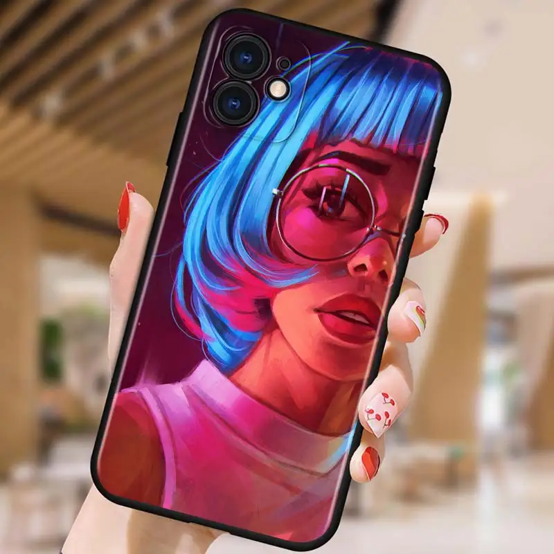 

Diversification City Girl for iPhone 5 5S 6 7 8 X XR XS 11 SE 12 2020 mini Plus Pro MAX TPU Black Soft Cover