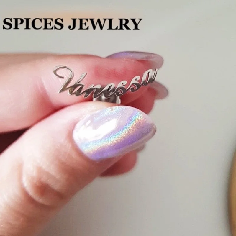 Stainless Steel Custom Name Stud Earrings Personalized Nameplate Handmade Jewelry For Women Girls Custom Earrings Jewelry Bijoux