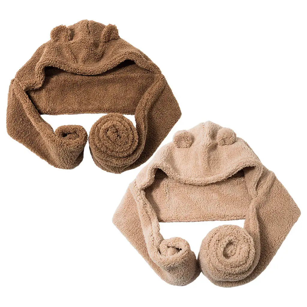 

Girl Hat Scarf 2 in 1 Set Winter Warm Casual Windproof Neck Warmer Hat Hooded Scarf Christmas Birthday Gift Outdoor Sports
