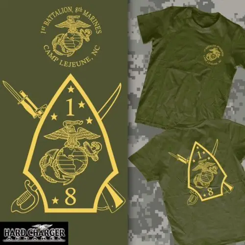 

Usmc United States Marine Corps 1St Battalion, 8Th Marines Camp Lejeune T-Shirt Fashion 100% Cotton Men Tee Shirt Custom