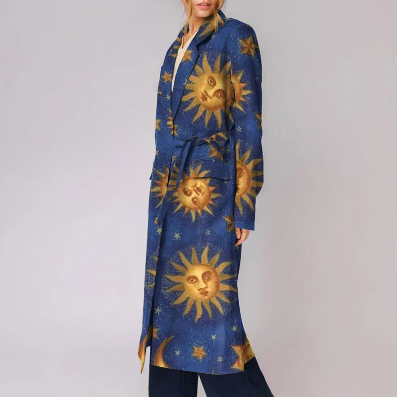 

Overcoat Women 2021 Autumn Winter New Loose Long Printed Woolen Coat Jacket Long Sleeve Western Style Temperament