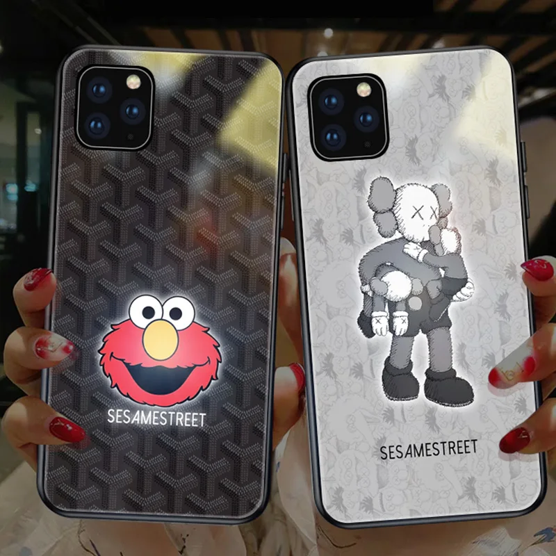 Mofi Smart Led Glow Case For iPhone 11 Pro Max Cute sesame street Character Patterned Glass shell | Мобильные телефоны и