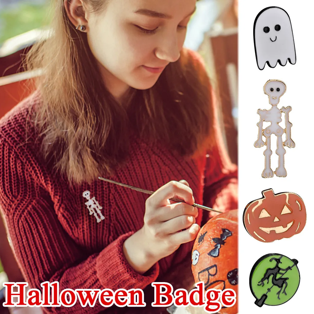 Счастливый Хэллоуин сплав булавки кофе Тыква призрак кошка ведьмы ювелирные
