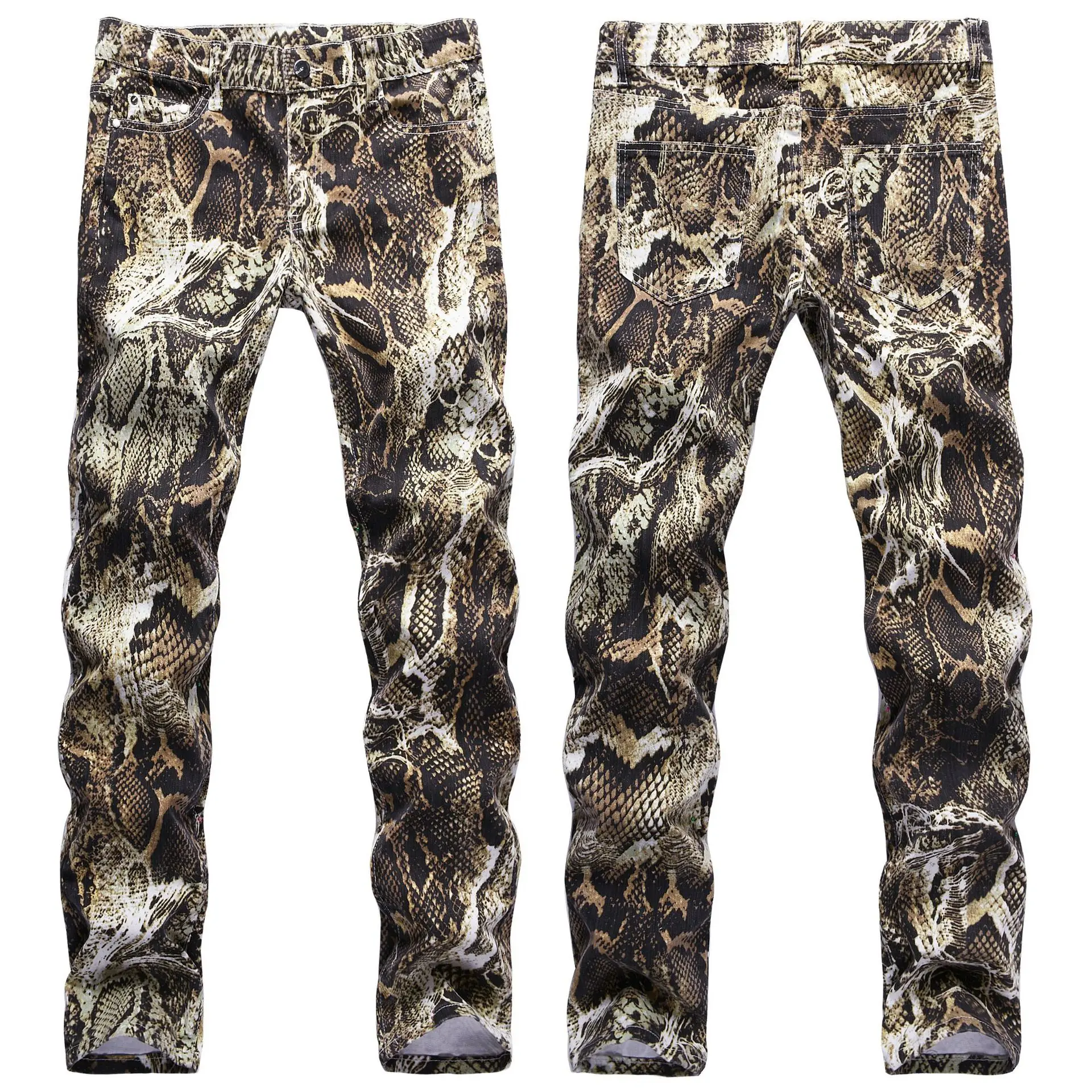 

Мужские джинсы с принтом 2021 змеиная кожа для культивирования хорошей морали