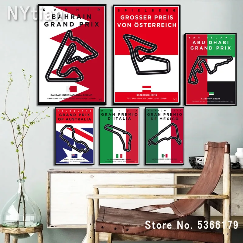 NT311 первый GRAND PRIX Formula 1 схемы Racetrack картина печатный плакат Холст Настенная декор