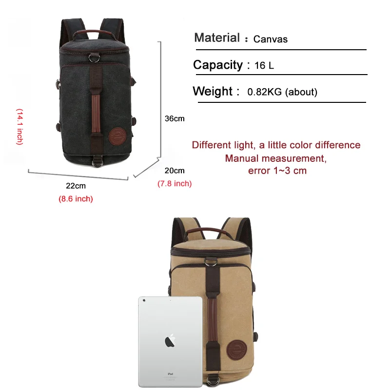 Высококачественный холщовый рюкзак для отдыха многофункциональная