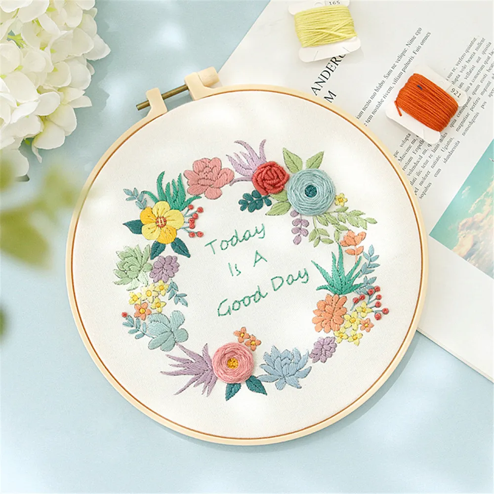 Merry Christmas Embroidery Kit DIY Cross Stitch Set for Beginner Flowers Pattern Printed Sewing Art Craft Painting Home Decor | Дом и сад