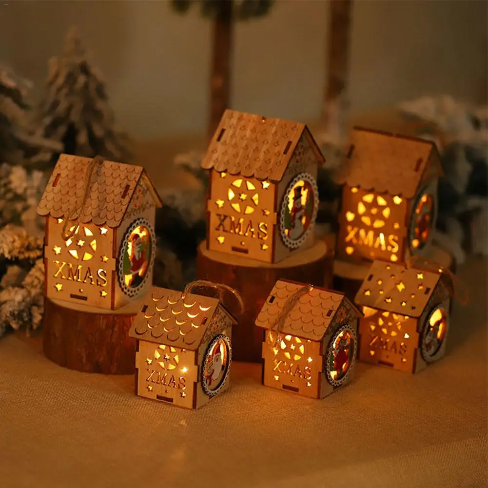 DIY светодиодный светильник деревянный дом Рождественская елка украшение лось