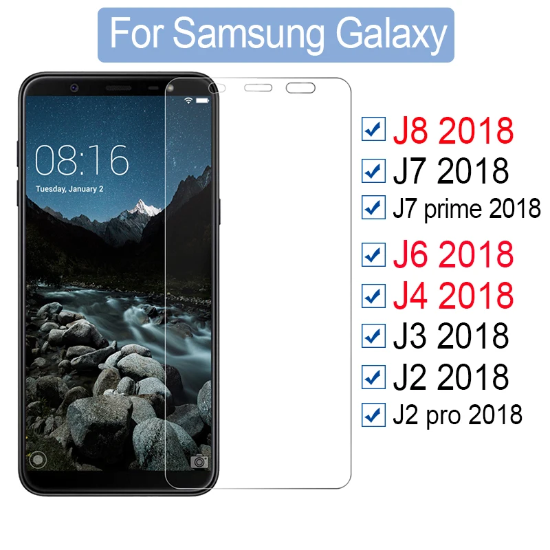 Защитное стекло для Samsung j6 2018 j4 j8 j2 pro j3 j7 prime Защитная пленка Galaxy j 6 8 закаленное 2.5D |