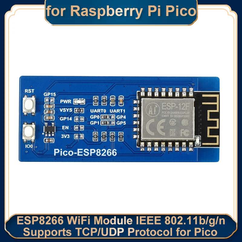 WiFi Module for Raspberry Pi Pico IEEE 802.11b/g/n Wi-Fi Expansion Module Based On ESP8266 Support TCP/UDP Protocol for Pico