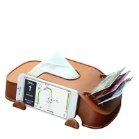 car multifunctional tissue box anti slip bottom car mobile phone holder flexible in card slot car shape tissue storage stand