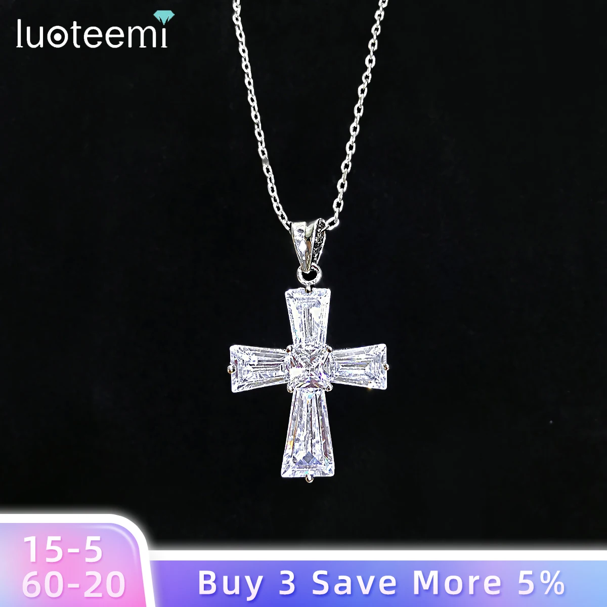 LUOTEEMI подарок на Новый год ожерелье из белого золота нежный прозрачный кубический