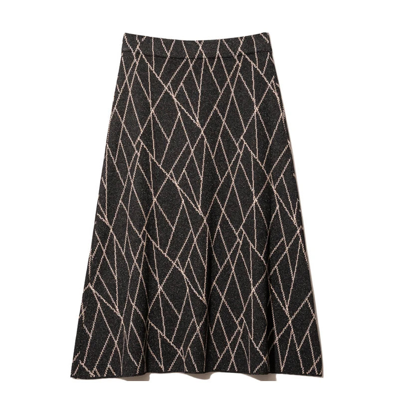 2019 высокая талия трикотажная женская а-силуэт длинная юбка модная в полоску для