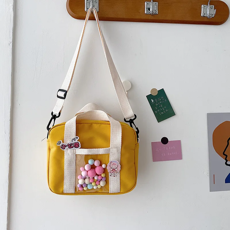 

Japanese Cute Transparent Small Bag Messenger Bag Female Bear Pendant Bag Shoulder Bag