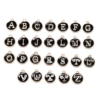 26pcs 1215mm round enamel alphabet charms color capital letter beads initial pendants alloy jewelry making accessories diy