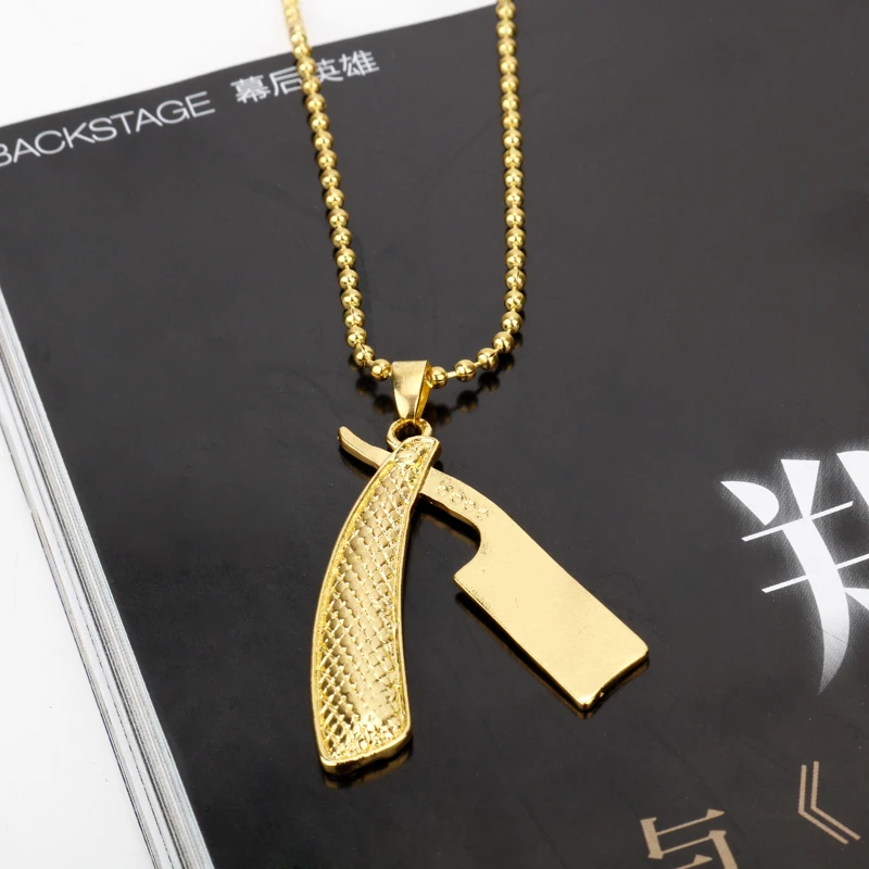 

Baber Shop Pole Razor Blade Shaver Clipper Scissors Necklace for Women Man Pendant Choker Jewellery Necklaces for Teen
