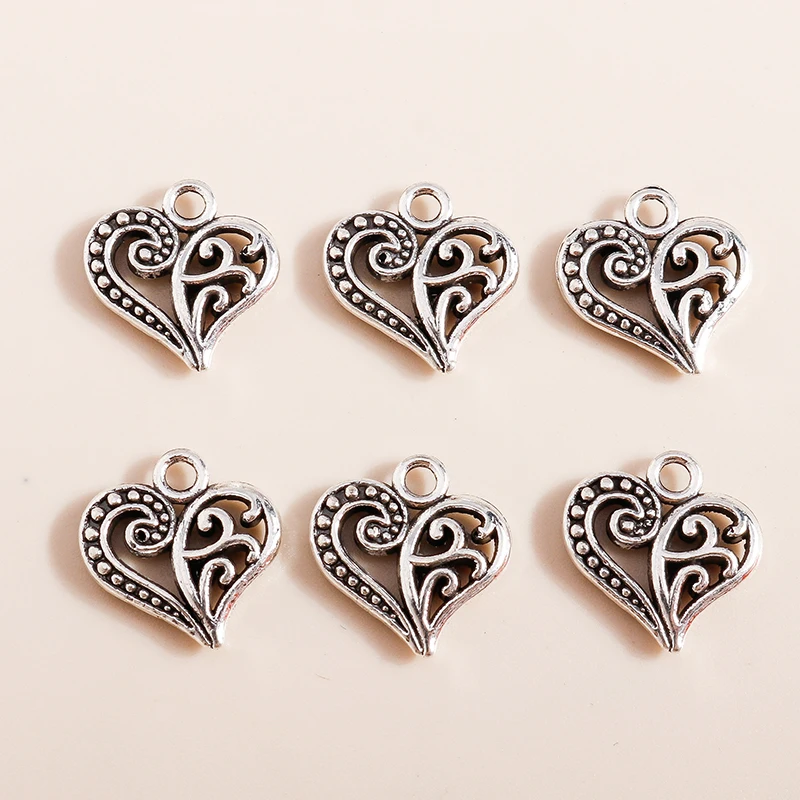 

20pcs 13x13mm Vintage Silver Color Small Heart Charms for DIY Pendants Necklaces Earrings Making Jewelry Findings Accessories