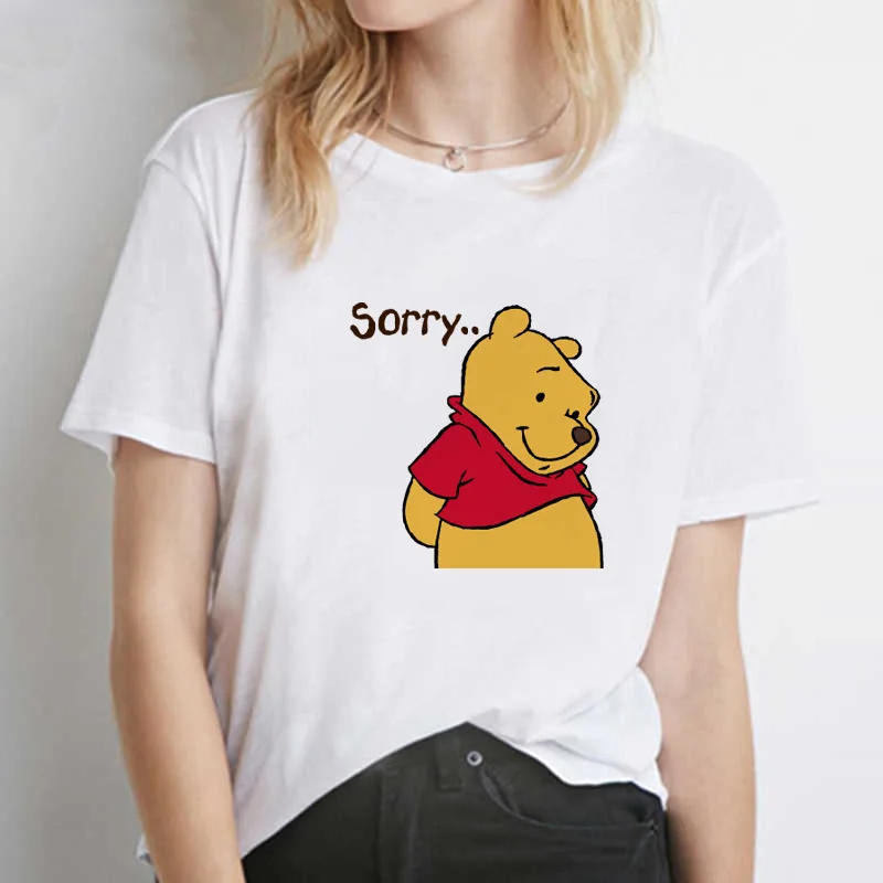 

Disney 2021 Summer Winnie the Pooh T-shirt Short sleeve Creative Harajuku Simple Student Loose T-shirt disney plus 1 year