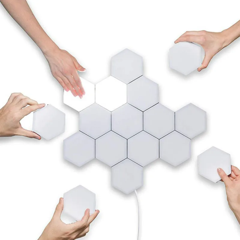 Quantum Light Touch Sensor Night Lights LED Hexagon Magnetic Modular touch Wall Lamp Creative Home Decor Color lamp | Лампы и