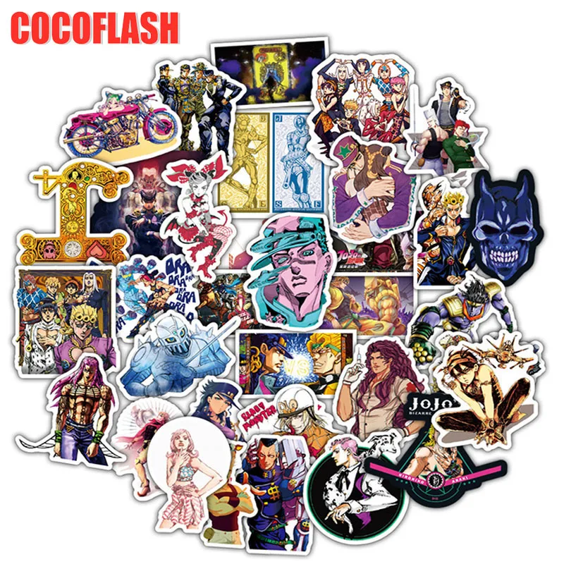 10/50pcs/set Anime JoJo Bizarre Adventure Stickers Cosplay Accessories Prop PVC Waterproof Cartoon Decal Sticker For Laptop Car