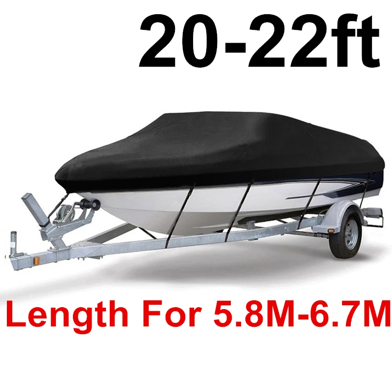 BLACK20-22ft 14-22ft Trailerable 210D чехол для лодки водонепроницаемый серый рыбий лыжный v-корпус Солнцезащитный УФ-протектор для катера швартовка для лодки D45 - Цвет: BLACK20-22ft
