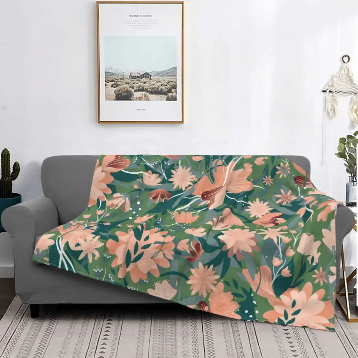 

Rose Flower Plant Blanket Plaid Four Seasons Stitch Cotton Breathable Flannel Throw Blankets For Quilt Room
