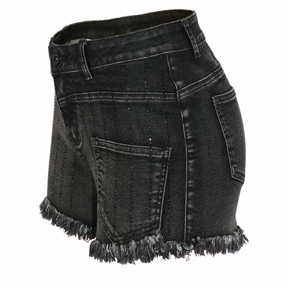 

European and American summer new high waist elastic creative fashion trend women's Denim Shorts