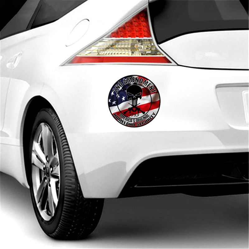 

Hot Personality Second Amendment Punisher Skull and American Flag Sticker Gun Car Bumper Motorcycle Helmet Decals