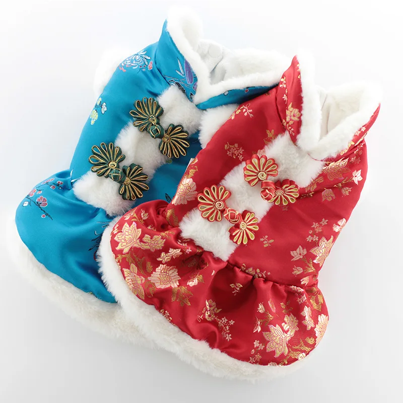 Одежда для собак зимнее китайское Новогоднее платье кошек и костюм Тан Ципао