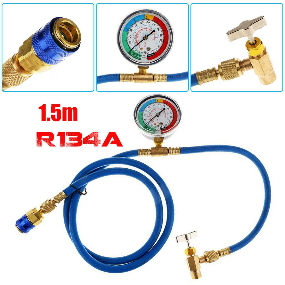 

250PSI Recharge Measuring Hose Gauge Valve Refrigerant Pipe R134A R12 R22 Car AC Air Conditioning And R22 Hoses Valves