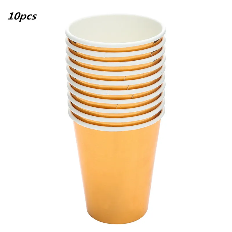 Rose Cup 10pcs 25 шт одноразовые столовые приборы из фольги розового золота, бумажные соломинки для питья на свадьбу, вечеринку, день рождения, украшения, вечерние принадлежности, бумажные соломинки - Цвет: Rose Cup 10pcs