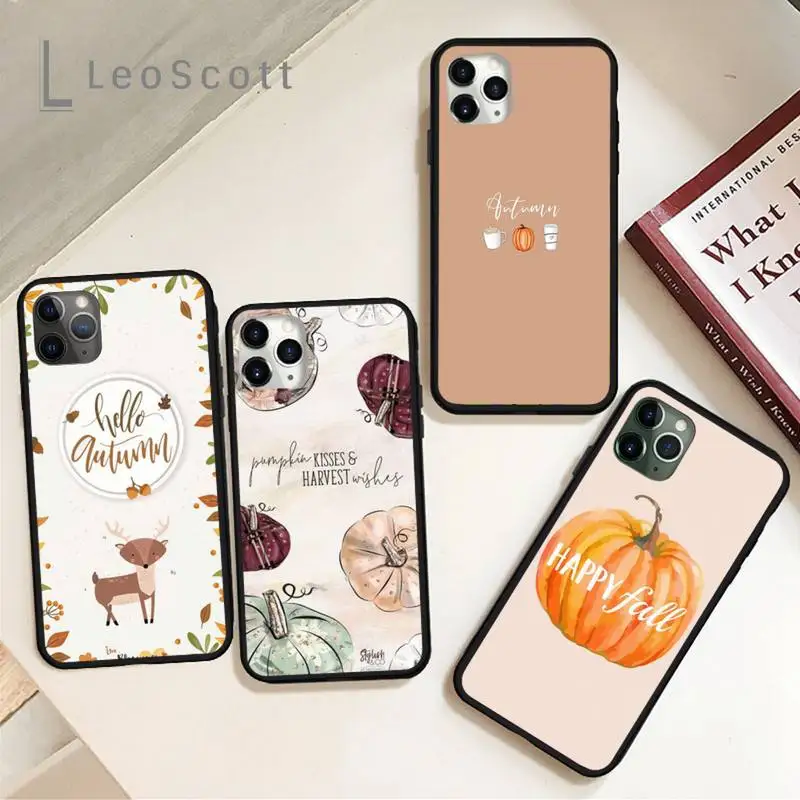 

Pumpkin Happy Autumn leaf Phone Case for iPhone 11 12 pro XS MAX 8 7 6 6S Plus X 5S SE 2020 XR Soft silicone