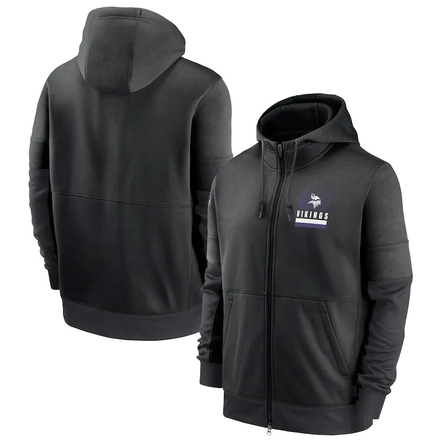 

Men's Minnesota Black Sideline Impact Lockup Performance Vikings Full-Zip Hoodie