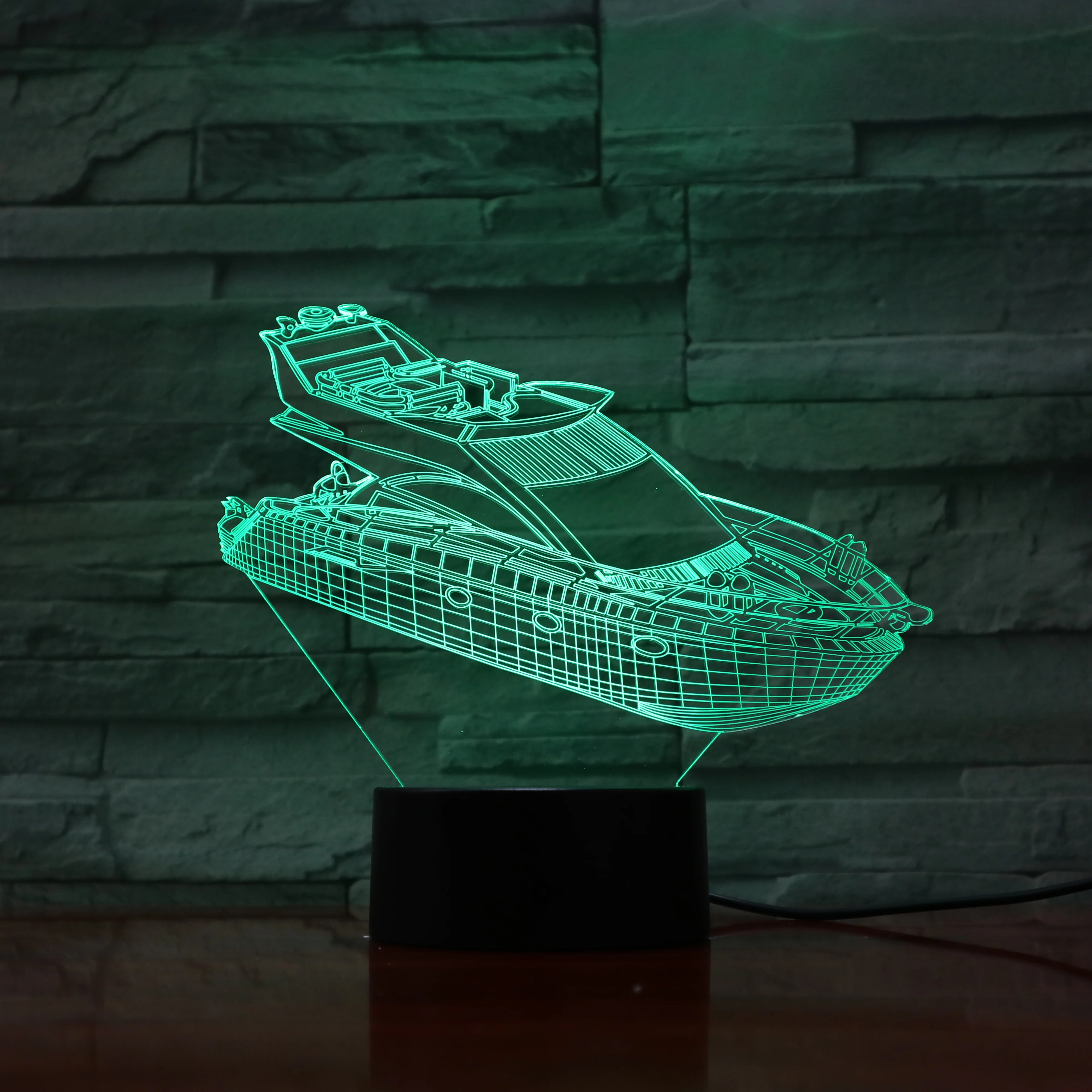 

3D LED Night Light Ship Yacht 7 Colors Light Office Home Decoration Lamp luminaria Amazing Visualization Optical Tafellamp 1040