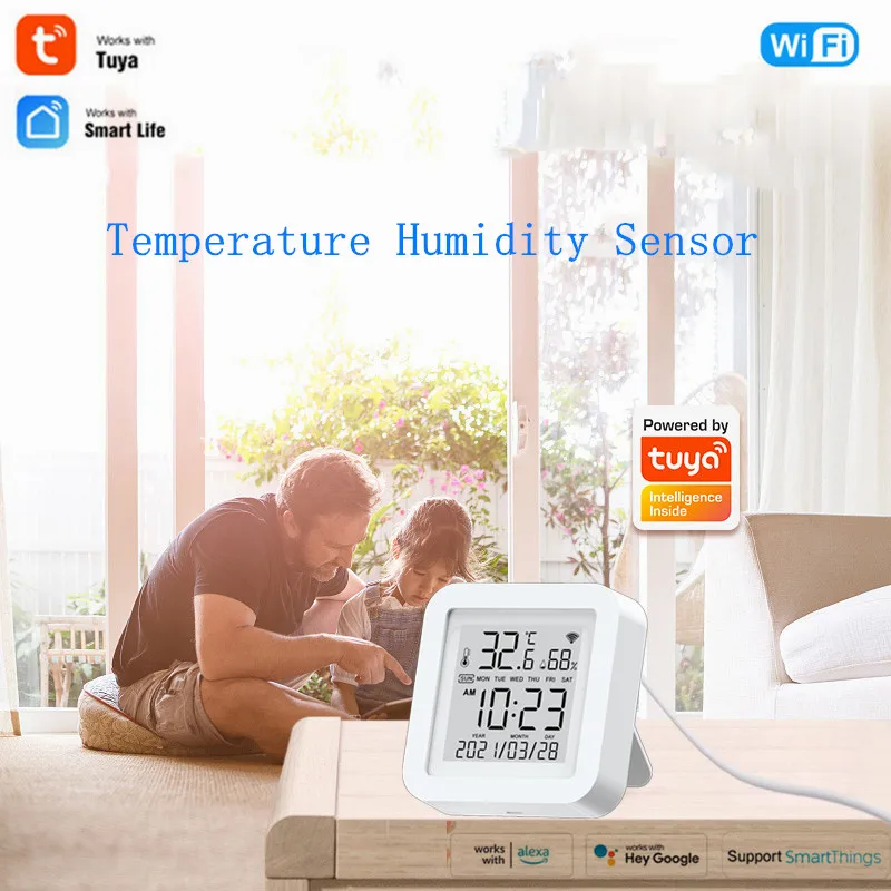 

Indoor Wireless WIFI Mini Digital LCD Convenient Temperature Sensor Humidity Meter Thermometer Hygrometer Gauge Home Smart