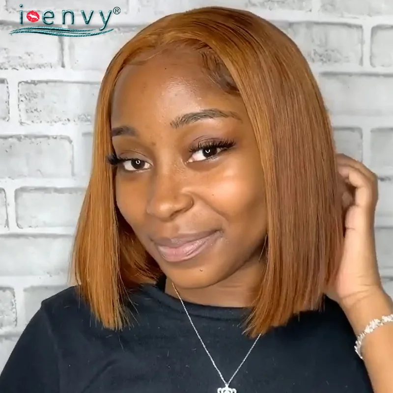 

13*1 Orange Blonde Lace Human Hair Wigs Part Lace Short Bob Human Hair Wigs For Black Women New Transparent Lace Wig Ginger Remy