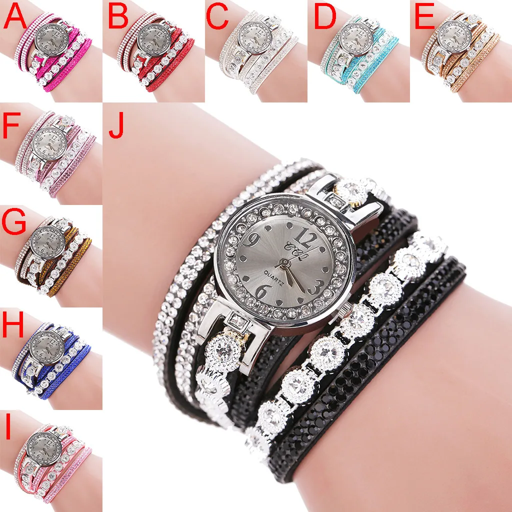 Ccq Женские винтажные блестящие часы с кристаллами браслет циферблатом