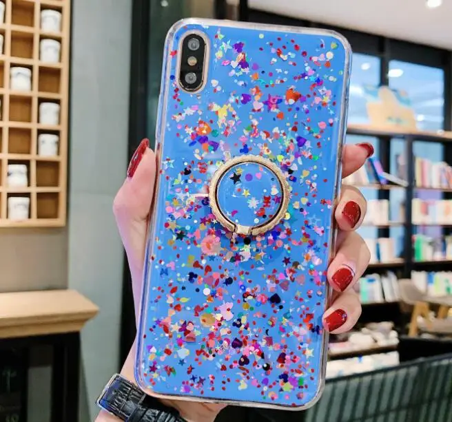 blue Блестящее кольцо с блестками для huawei P30 Pro, чехол для huawei P20 Lite mate 20 pro Y9 Y7 Honor 20 Pro10I, задняя крышка для телефона - Цвет: blue