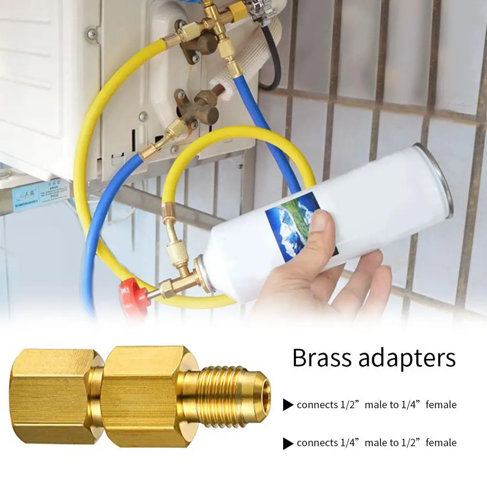 4PCS R134A Brass Refrigerant Tank Adapter To R12 Fitting Adapter Valve Core Vacuum Pump Air Conditioning Tool Fast Shipping