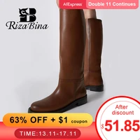rizabina size 34 43 women knee boots real leather platform winter shoes for woman 2022 warm fur long boots office lady footwear