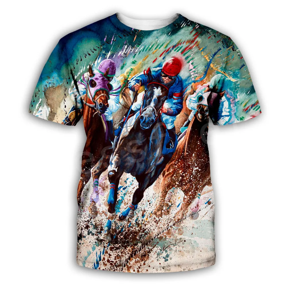 

Tessffel Animal Love Racing Horse Funny Casual NewFashion Harajuku 3DPrint Summer man's top T-shirts Short Sleeve Men/Women s-4