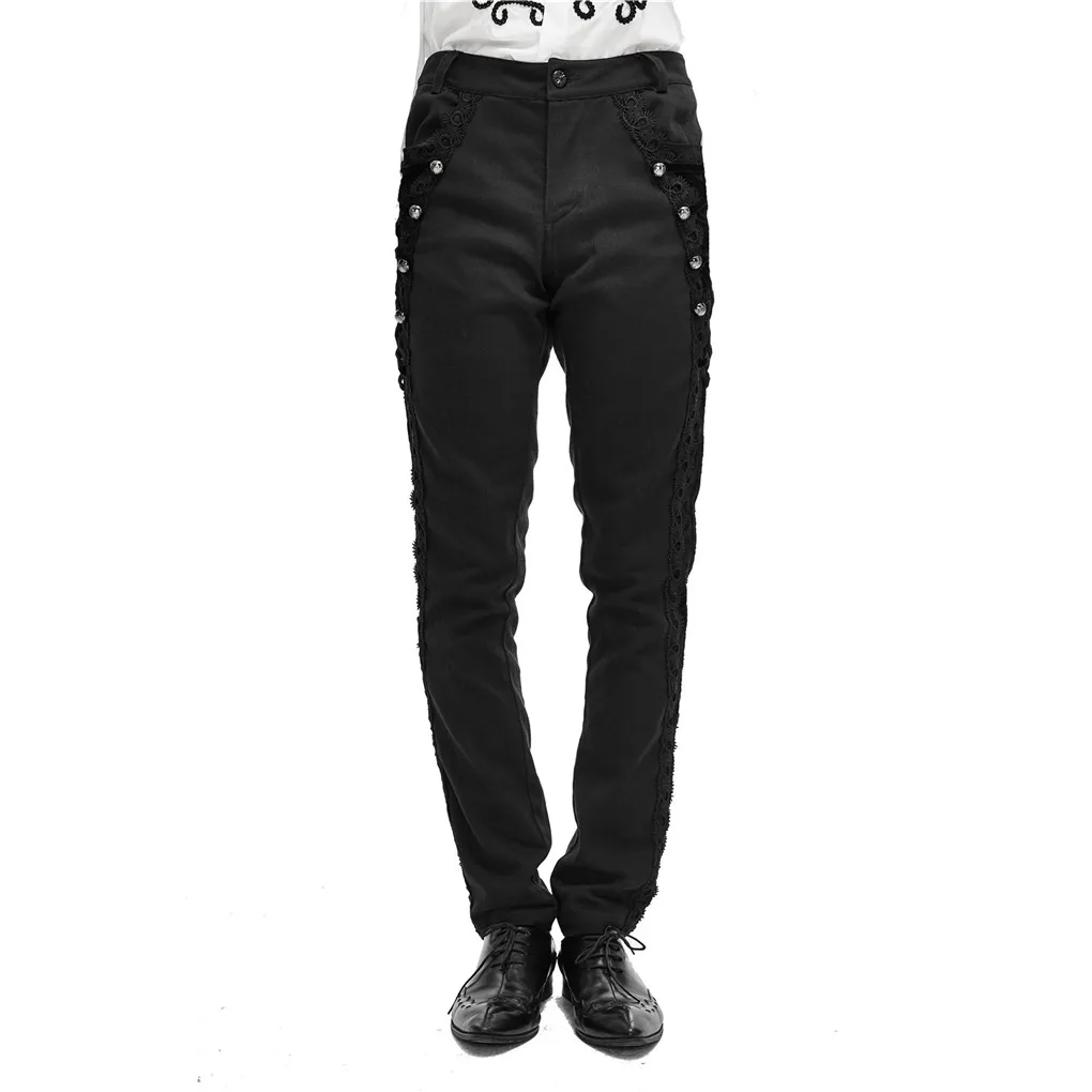 Vintage Jacquard Retro Button Pants For Men Gothic Long Pants Cotton Trousers Suit Pants Men Clothing