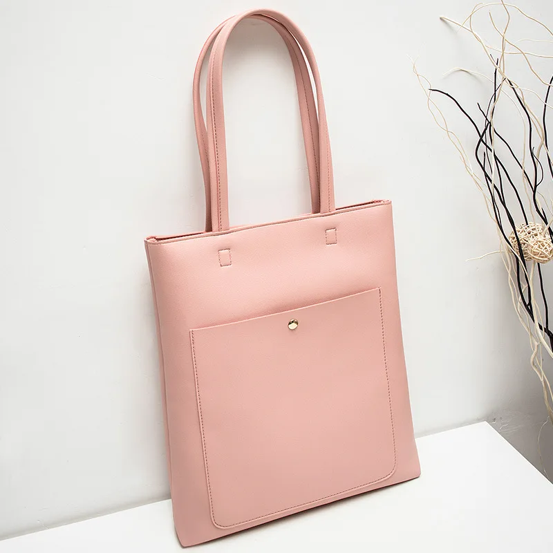 Kpop Women Totes Bag Large Capacity PU Leather Shoulder Bag Casual Travel Handbag Cosmetics Book tablet Mobile Phone Organizer